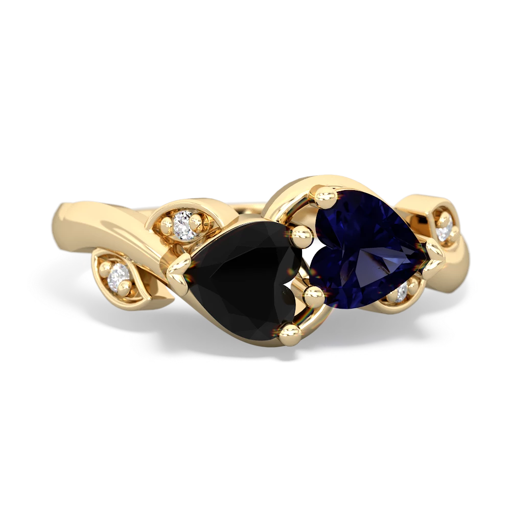 Onyx Floral Elegance 14K Yellow Gold ring R5790