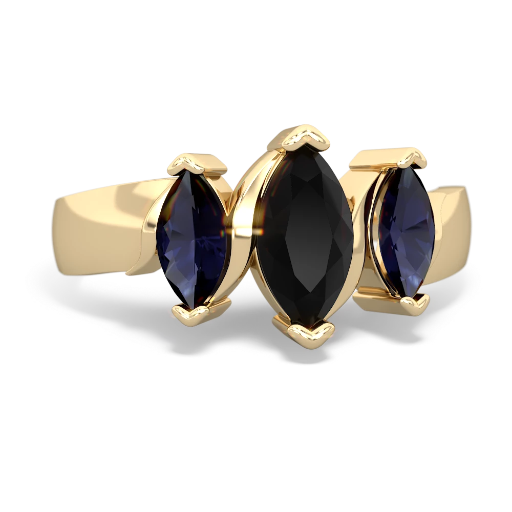 Onyx Three Peeks 14K Yellow Gold ring R2433