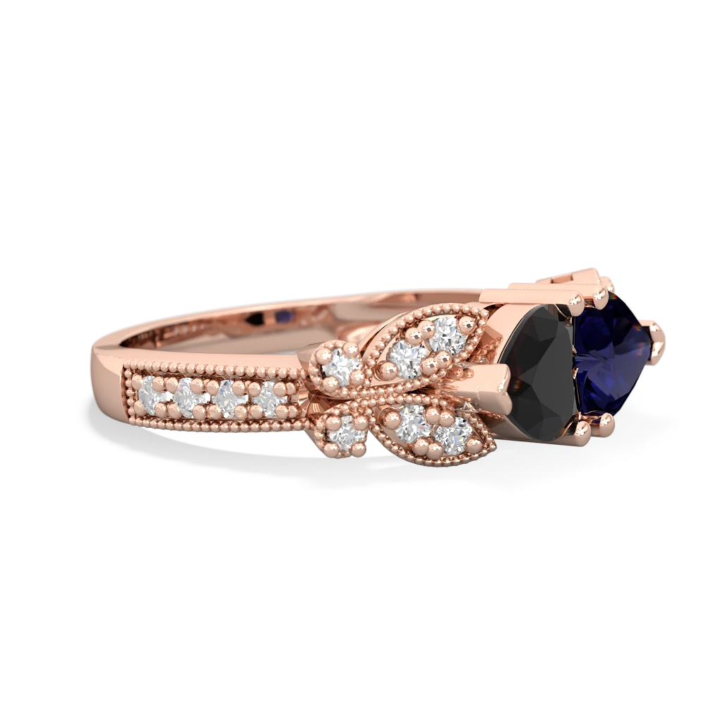 Onyx Diamond Butterflies 14K Rose Gold ring R5601