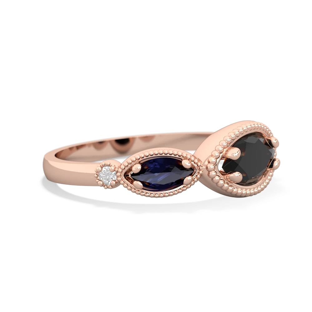 Onyx Milgrain Marquise 14K Rose Gold ring R5700