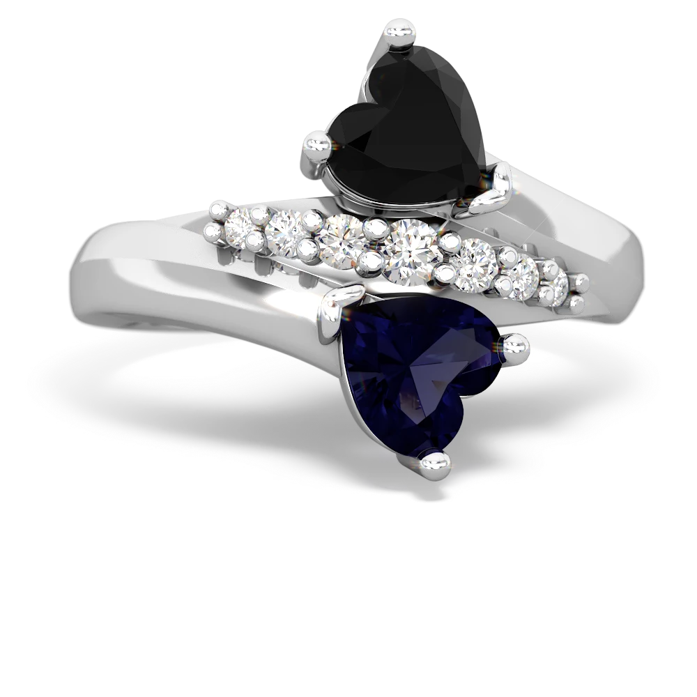 Onyx Heart To Heart 14K White Gold ring R2064