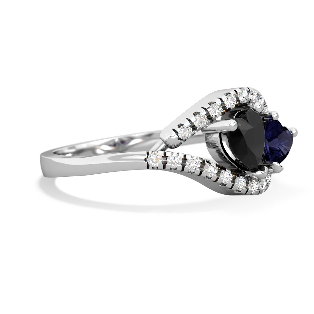 Onyx Mother And Child 14K White Gold ring R3010