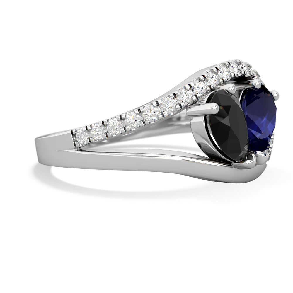 Onyx Nestled Heart Keepsake 14K White Gold ring R5650