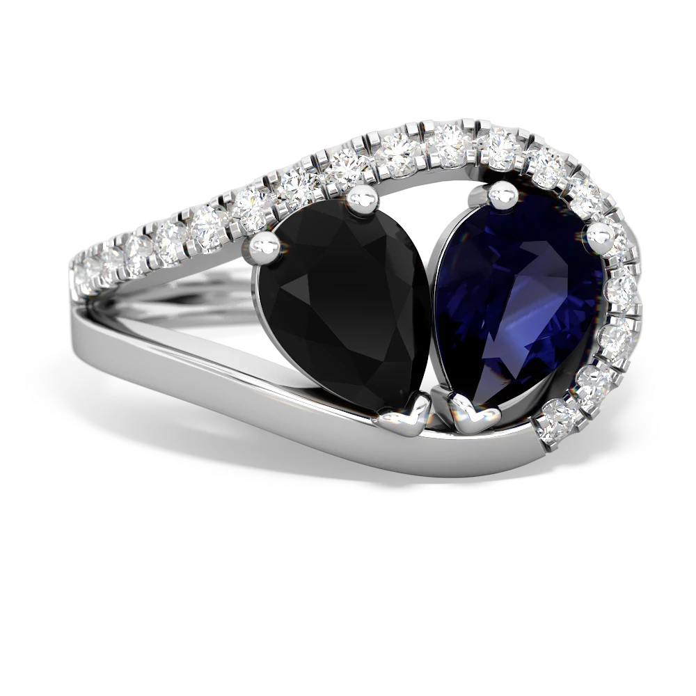 Onyx Nestled Heart Keepsake 14K White Gold ring R5650