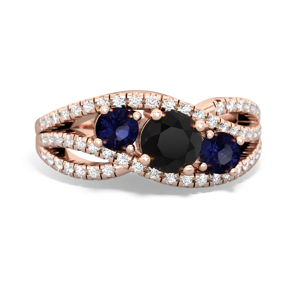 Onyx Three Stone Aurora 14K Rose Gold ring R3080