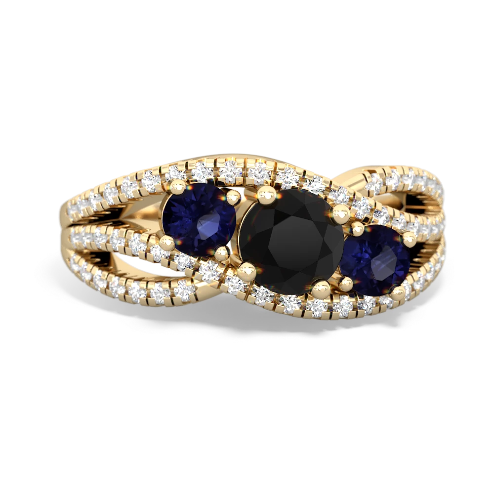 Onyx Three Stone Aurora 14K Yellow Gold ring R3080