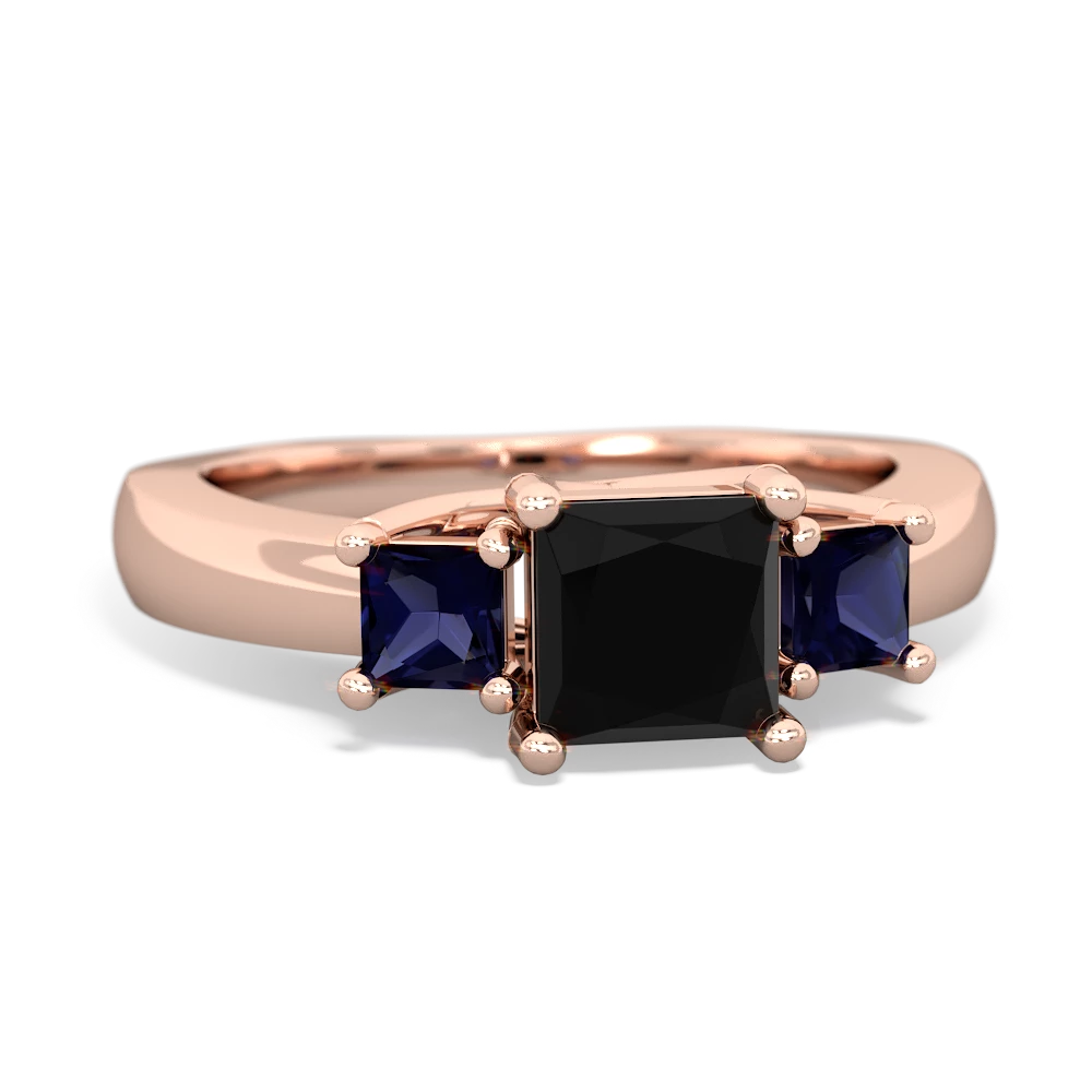 Onyx Three Stone Trellis 14K Rose Gold ring R4015