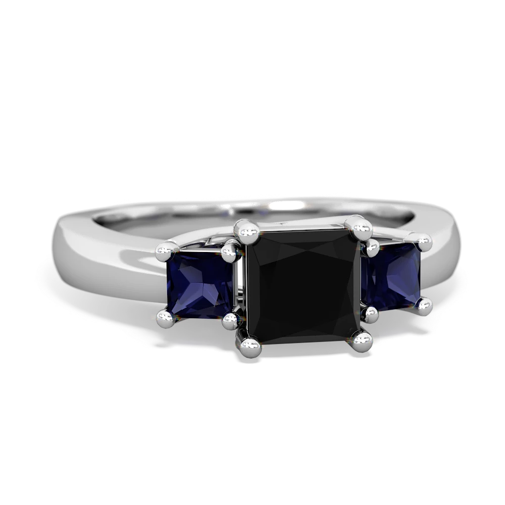 Onyx Three Stone Trellis 14K White Gold ring R4015