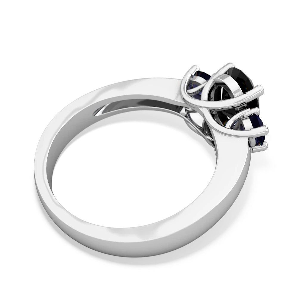 Onyx Three Stone Oval Trellis 14K White Gold ring R4024