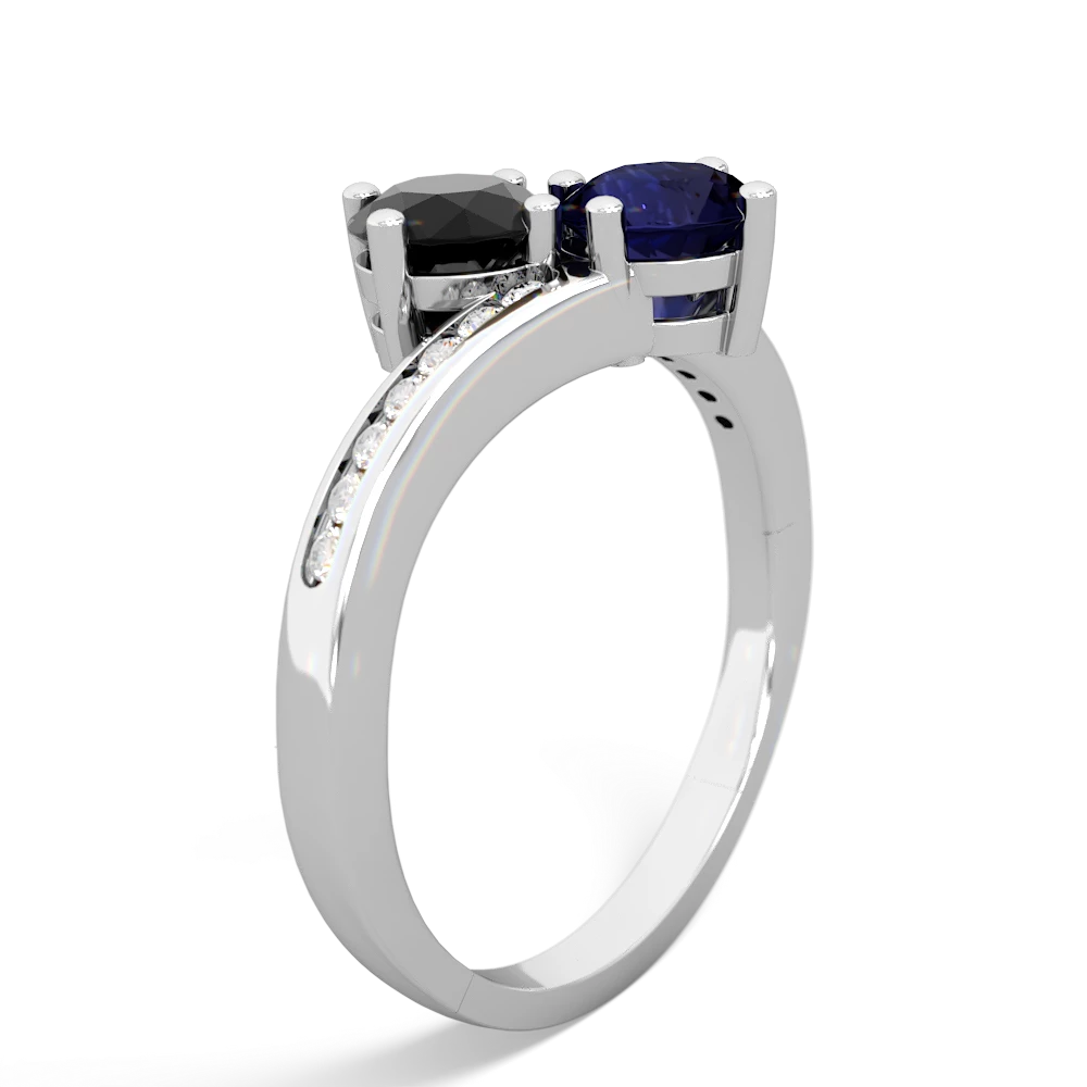 Onyx Channel Set Two Stone 14K White Gold ring R5303