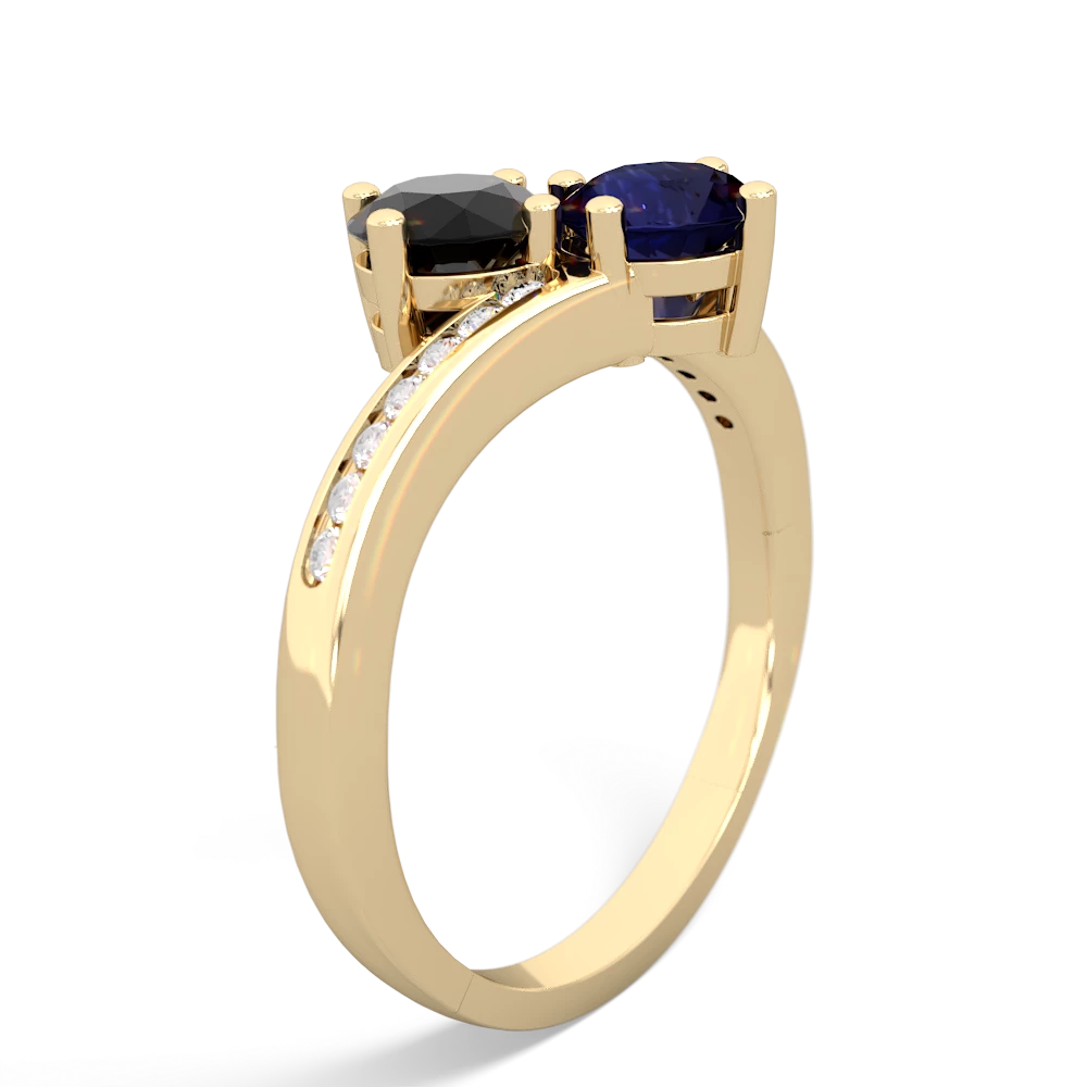 Onyx Channel Set Two Stone 14K Yellow Gold ring R5303