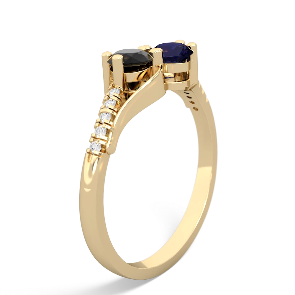 Onyx Infinity Pave Two Stone 14K Yellow Gold ring R5285