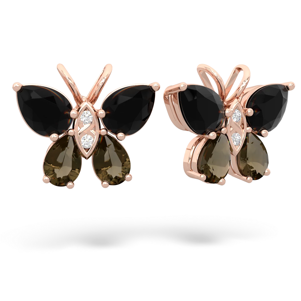 Onyx Butterfly 14K Rose Gold earrings E2215