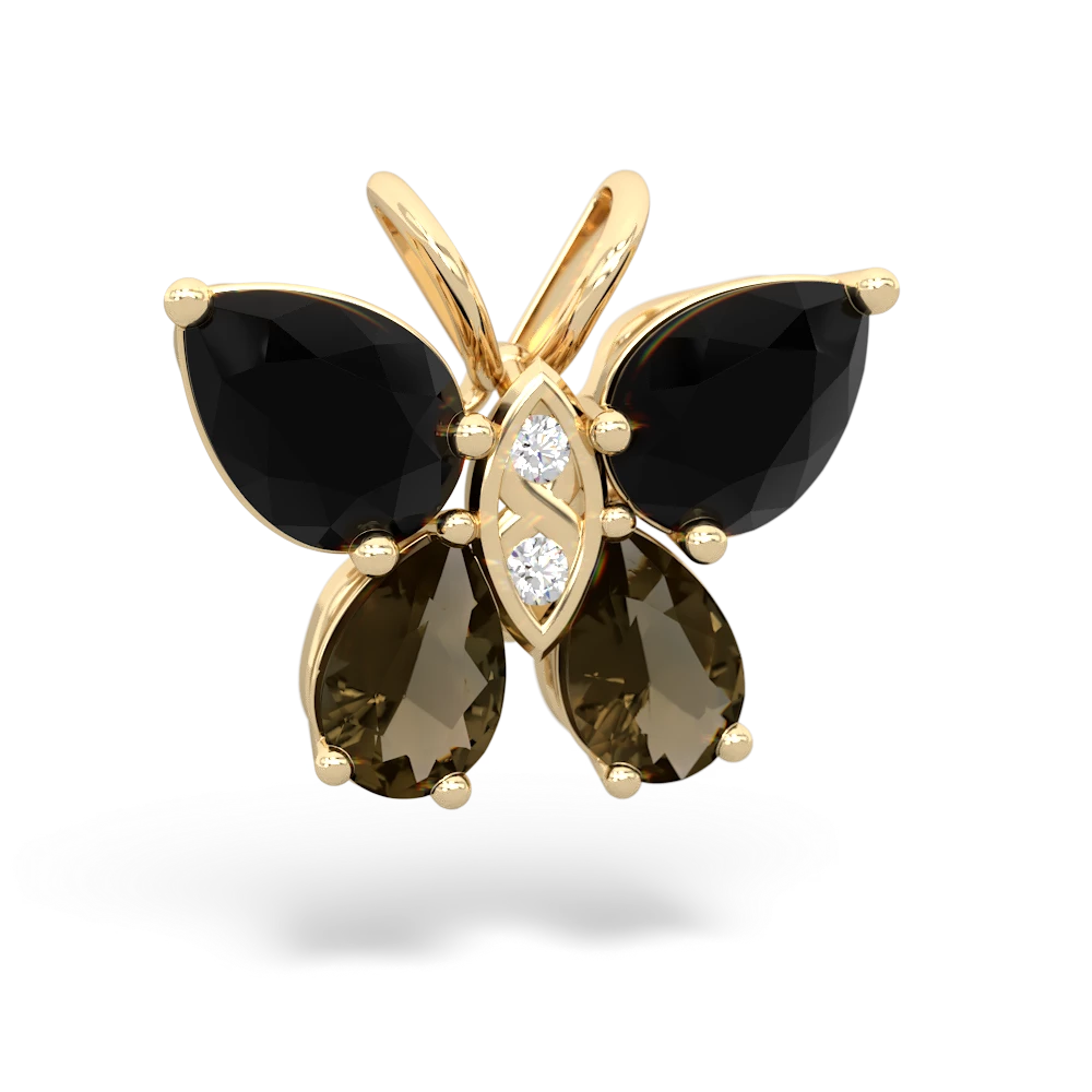 Onyx Butterfly 14K Yellow Gold pendant P2215