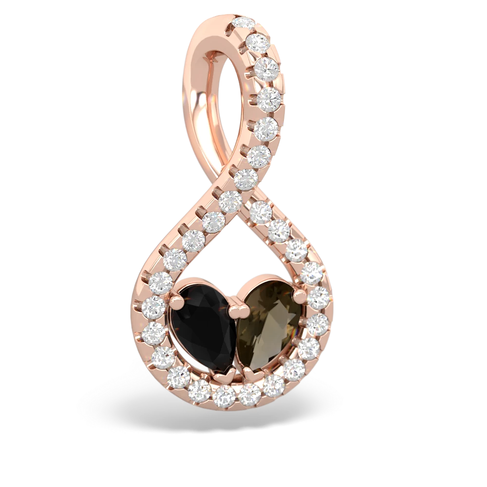 Onyx Pave Twist 'One Heart' 14K Rose Gold pendant P5360