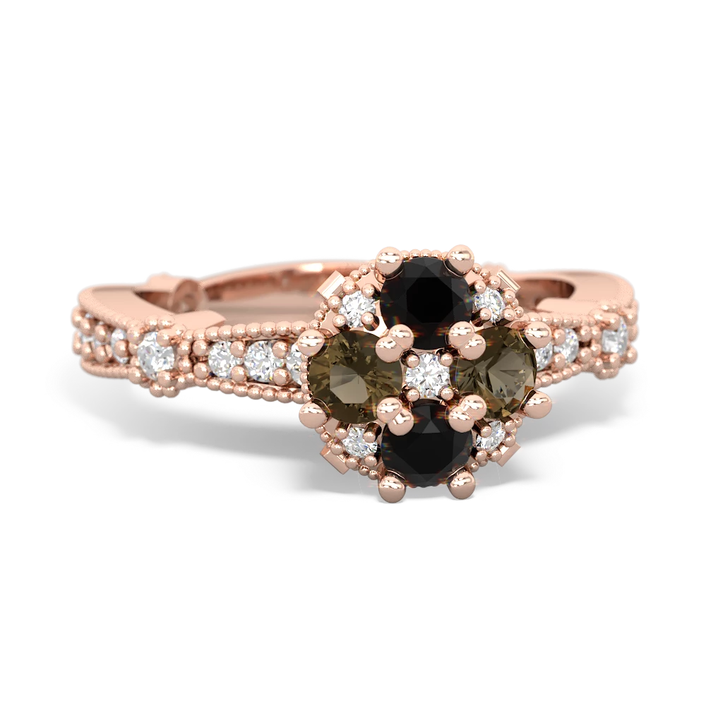 Onyx Sparkling Tiara Cluster 14K Rose Gold ring R26293RD