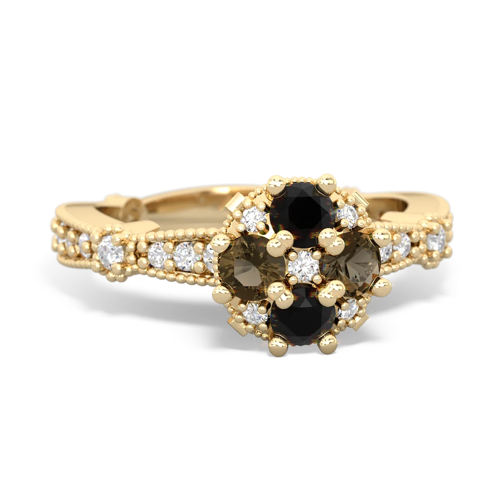 Onyx Sparkling Tiara Cluster 14K Yellow Gold ring R26293RD