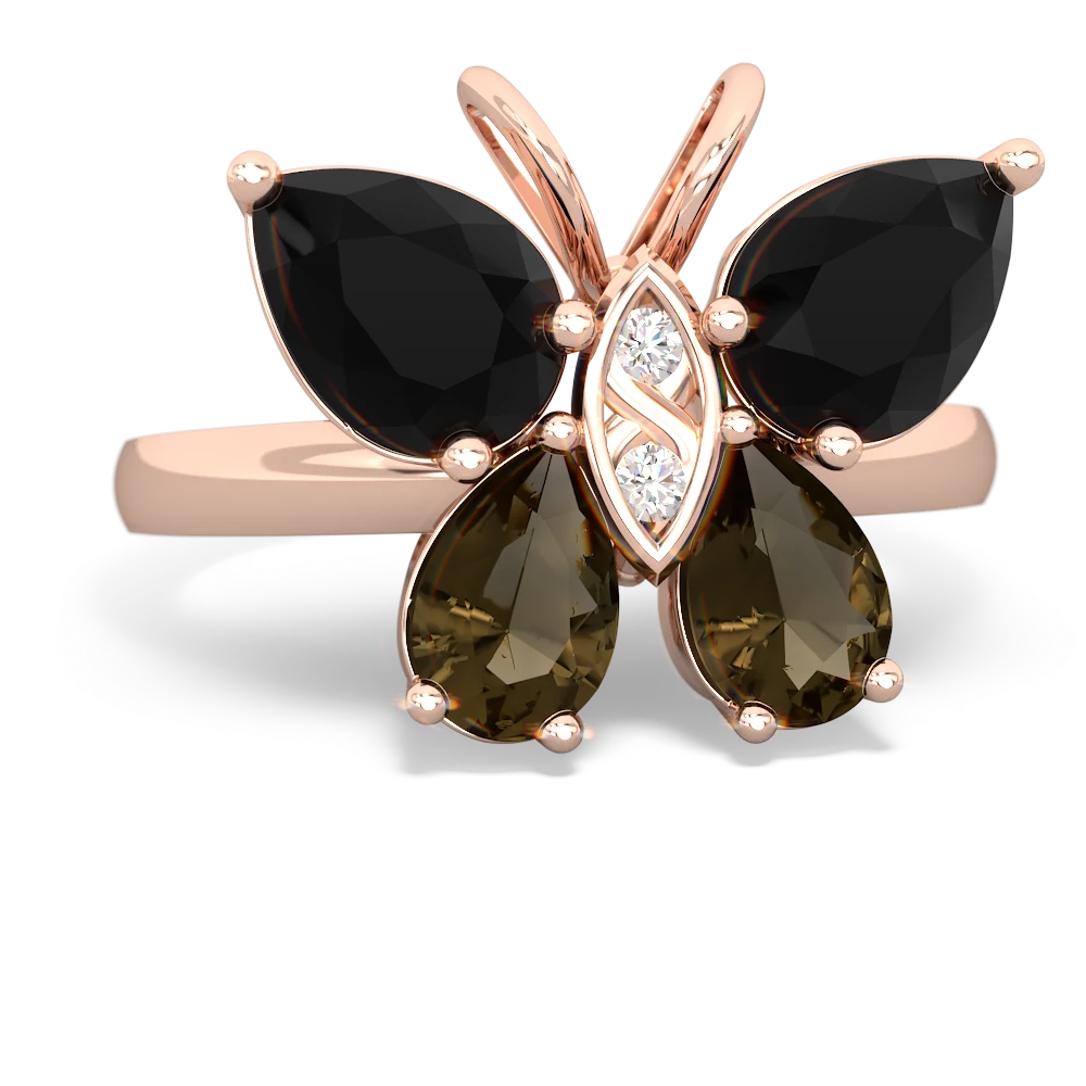 Onyx Butterfly 14K Rose Gold ring R2215