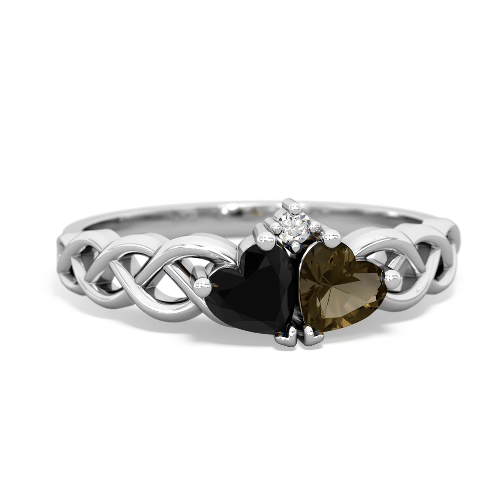 Onyx Heart To Heart Braid 14K White Gold ring R5870