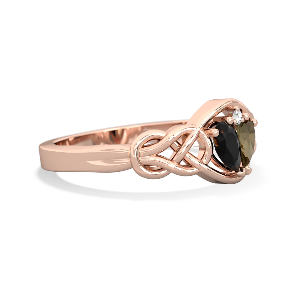 Onyx Celtic Love Knot 14K Rose Gold ring R5420