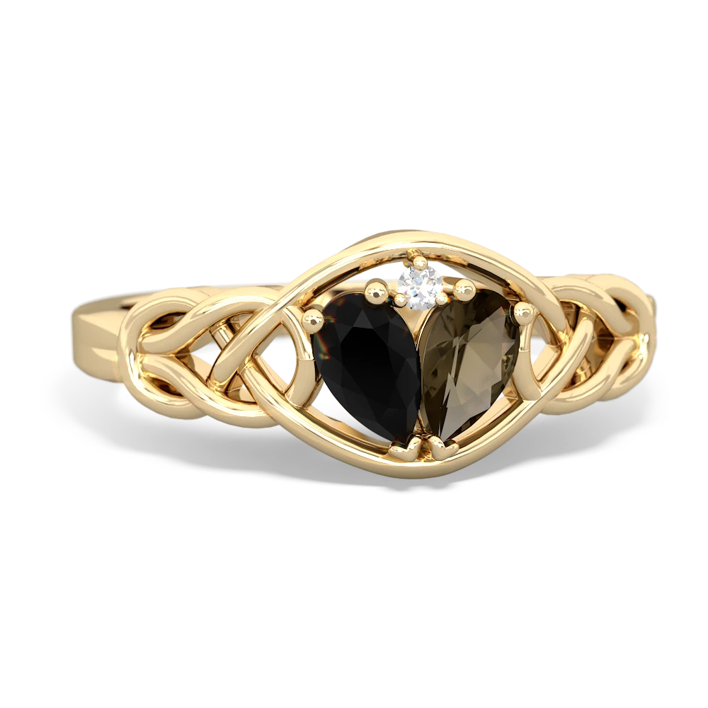 Onyx Celtic Love Knot 14K Yellow Gold ring R5420