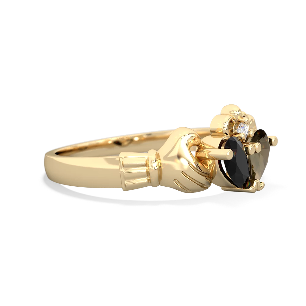 Onyx 'Our Heart' Claddagh 14K Yellow Gold ring R2388