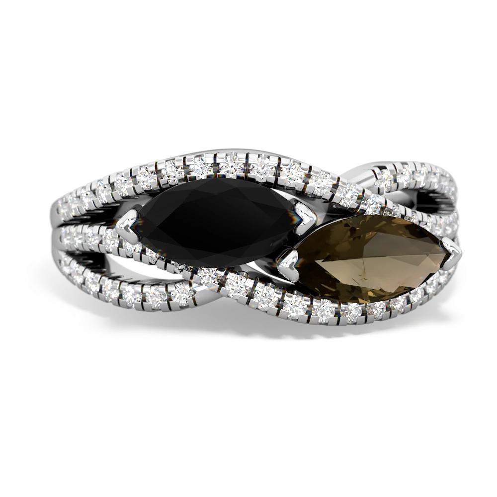 Onyx Diamond Rivers 14K White Gold ring R3070