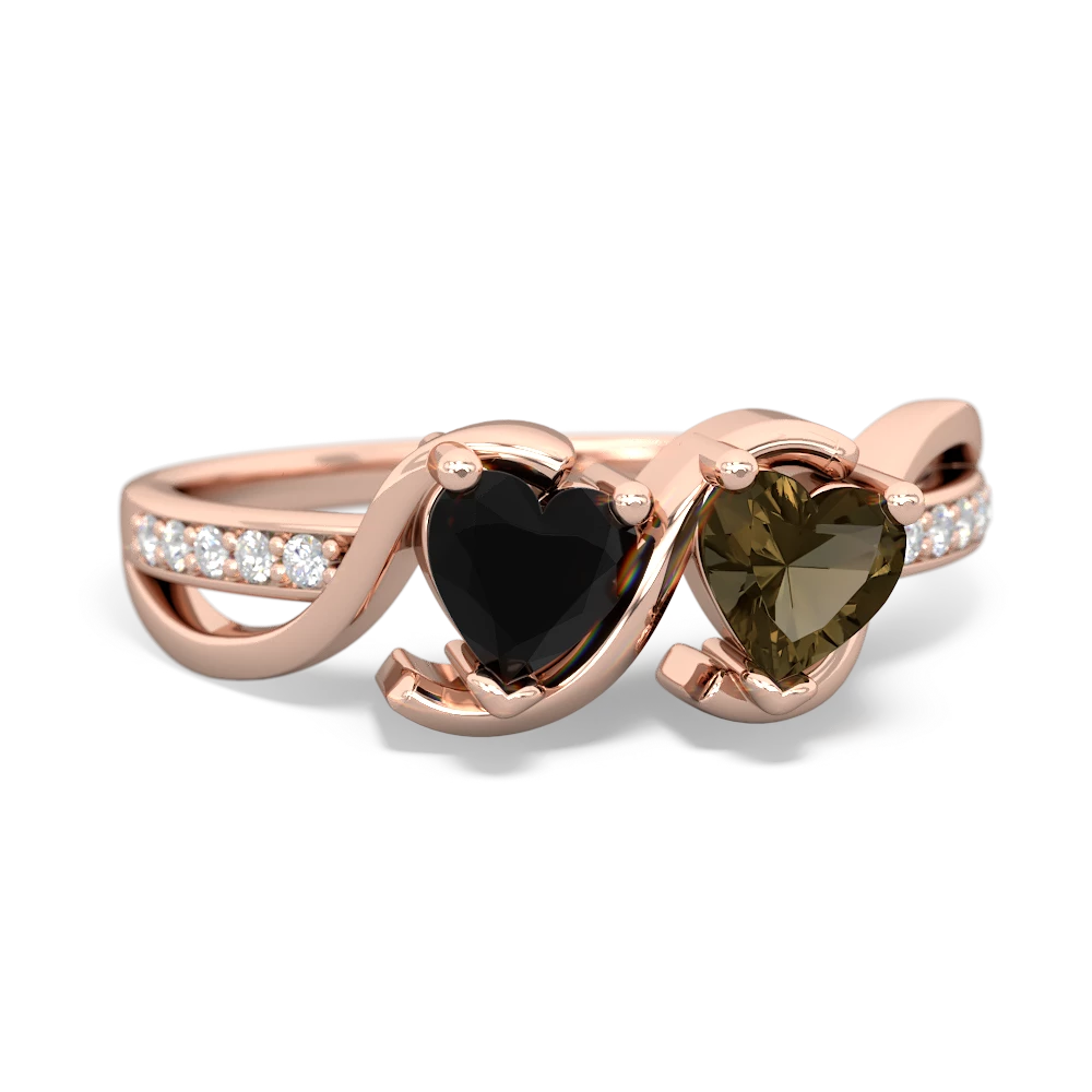 Onyx Side By Side 14K Rose Gold ring R3090