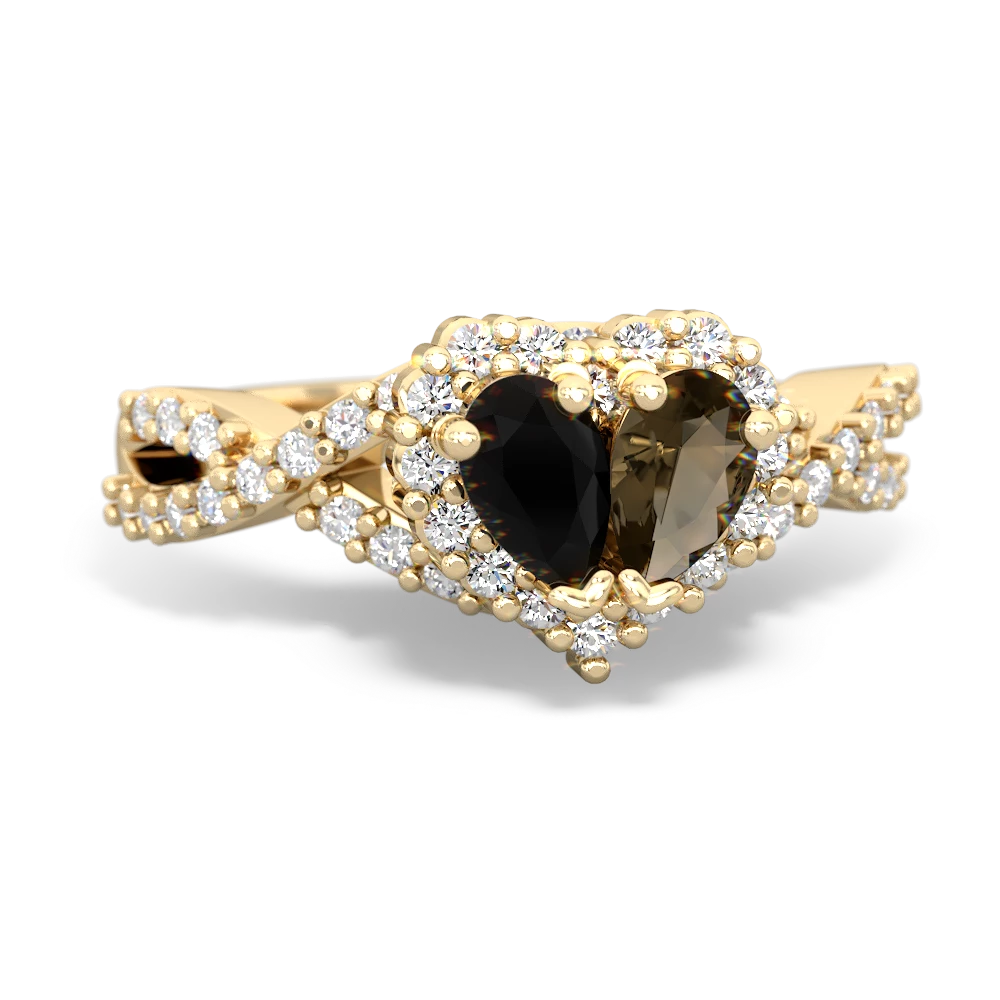 Onyx Diamond Twist 'One Heart' 14K Yellow Gold ring R2640HRT