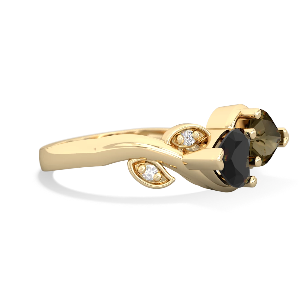 Onyx Floral Elegance 14K Yellow Gold ring R5790