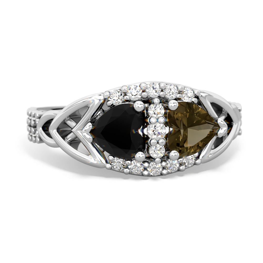 Onyx Sparkling Celtic Knot 14K White Gold ring R2645