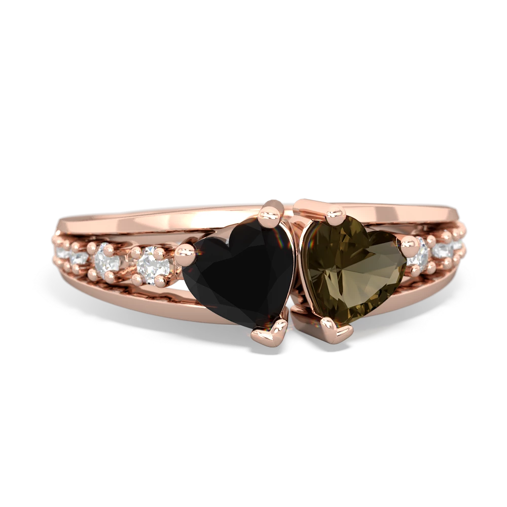 Onyx Heart To Heart 14K Rose Gold ring R3342