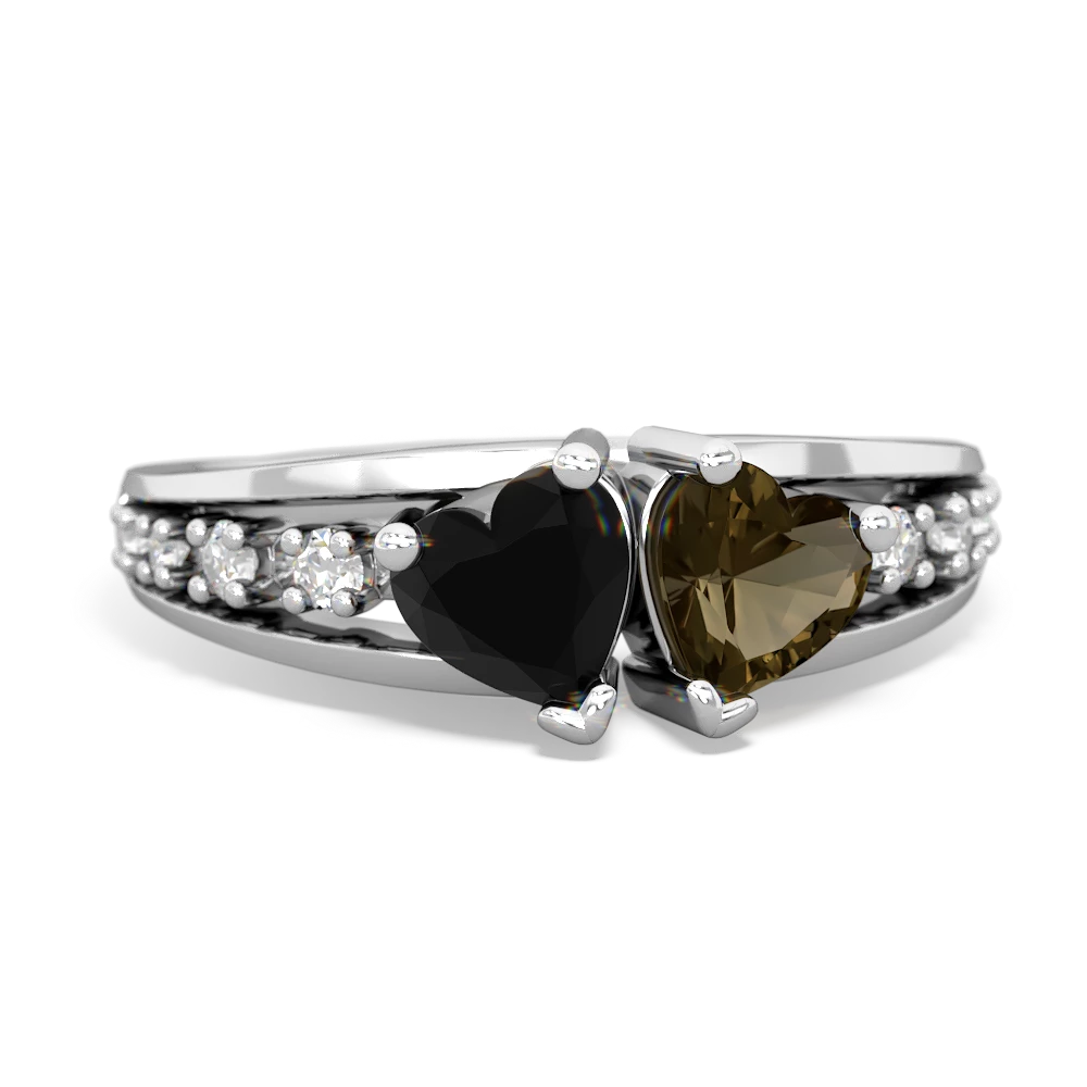 Onyx Heart To Heart 14K White Gold ring R3342