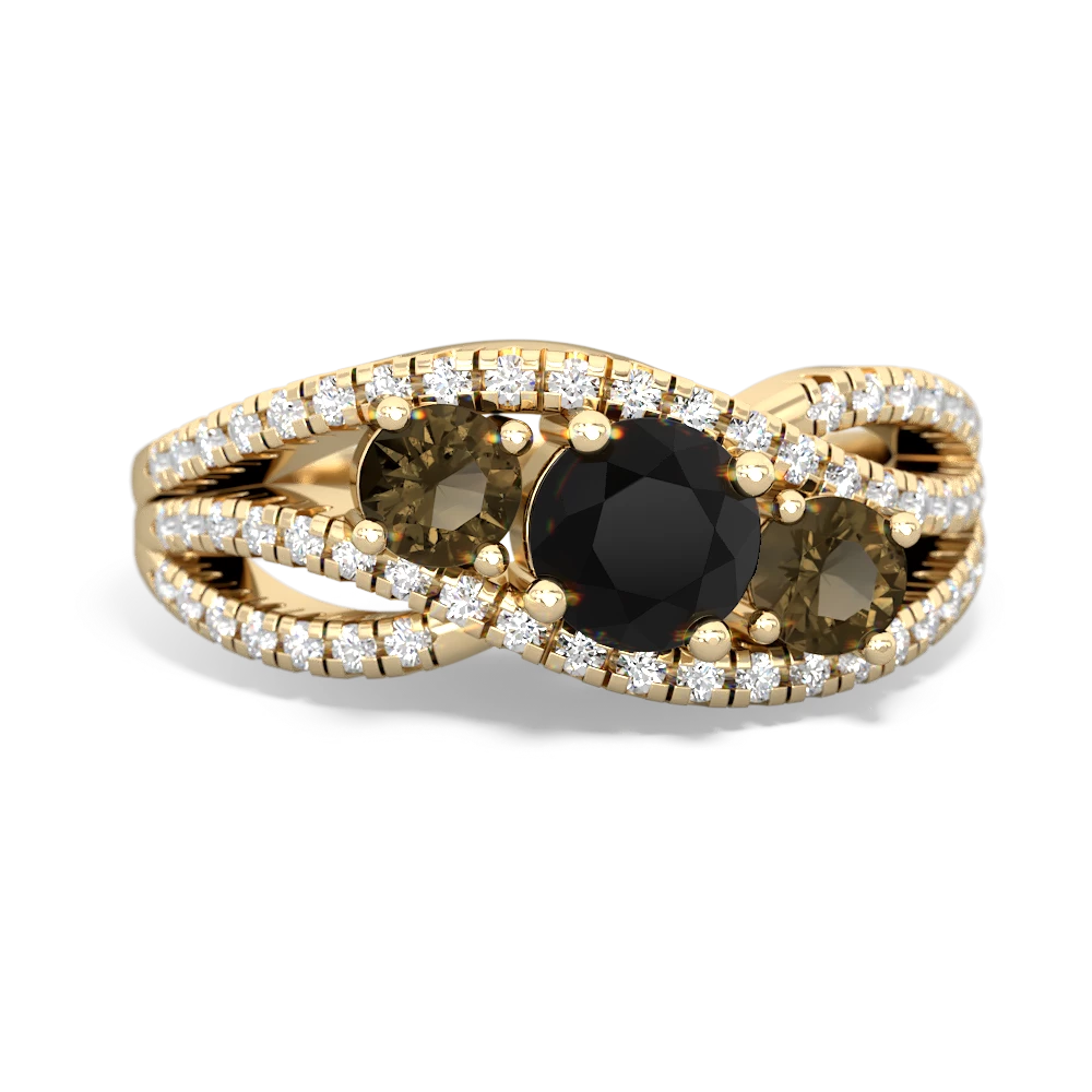 Onyx Three Stone Aurora 14K Yellow Gold ring R3080