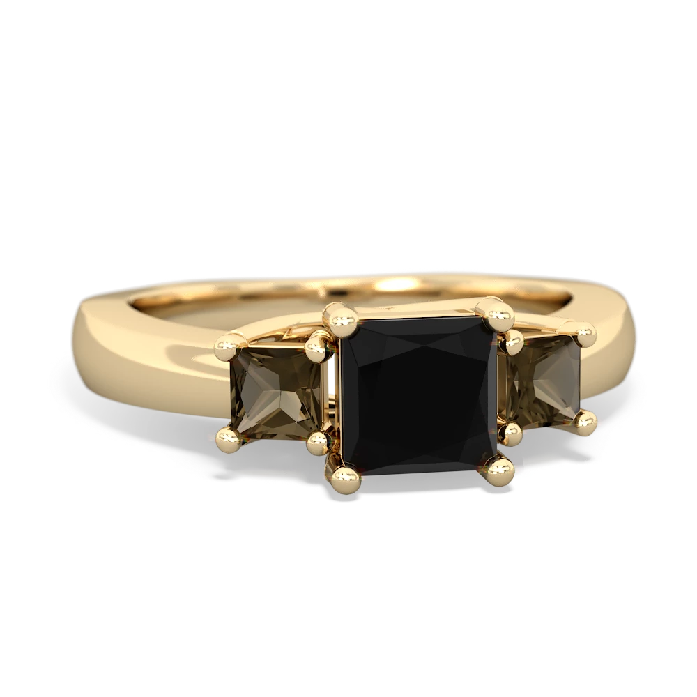 Onyx Three Stone Trellis 14K Yellow Gold ring R4015