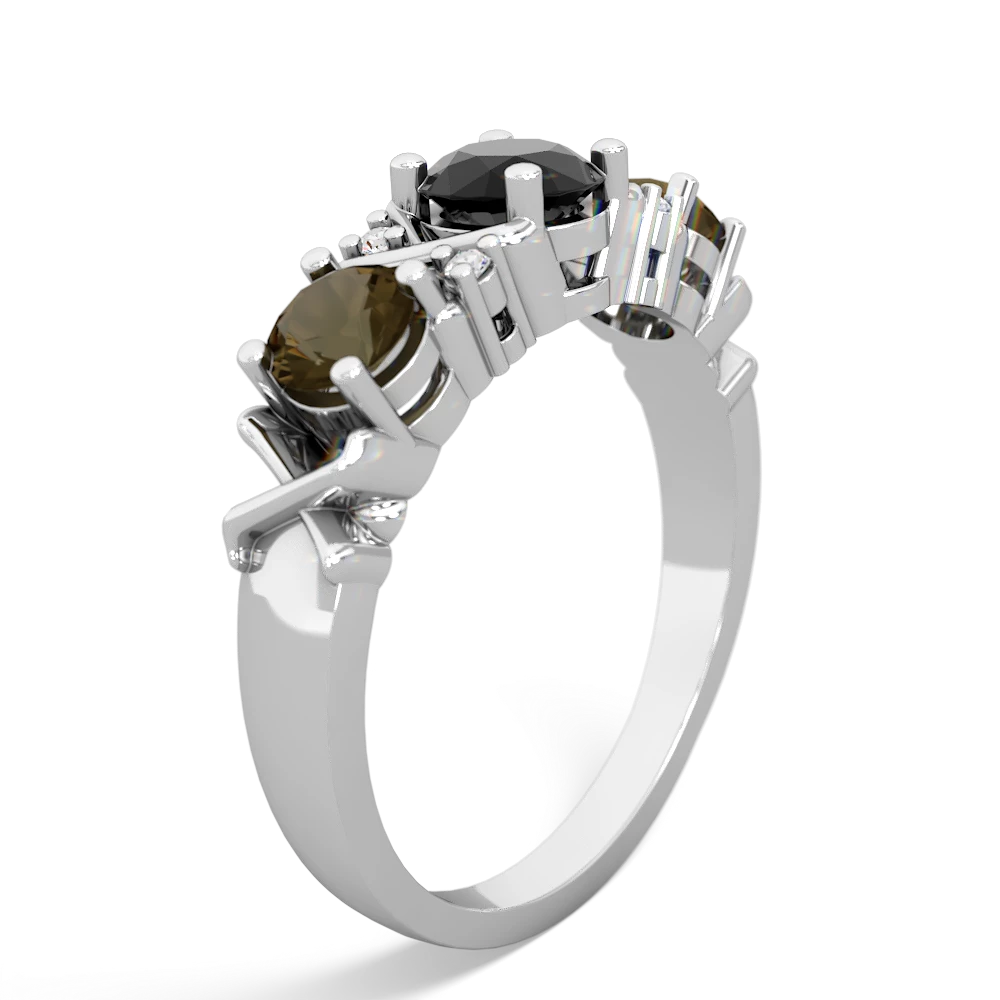 Onyx Hugs And Kisses 14K White Gold ring R5016