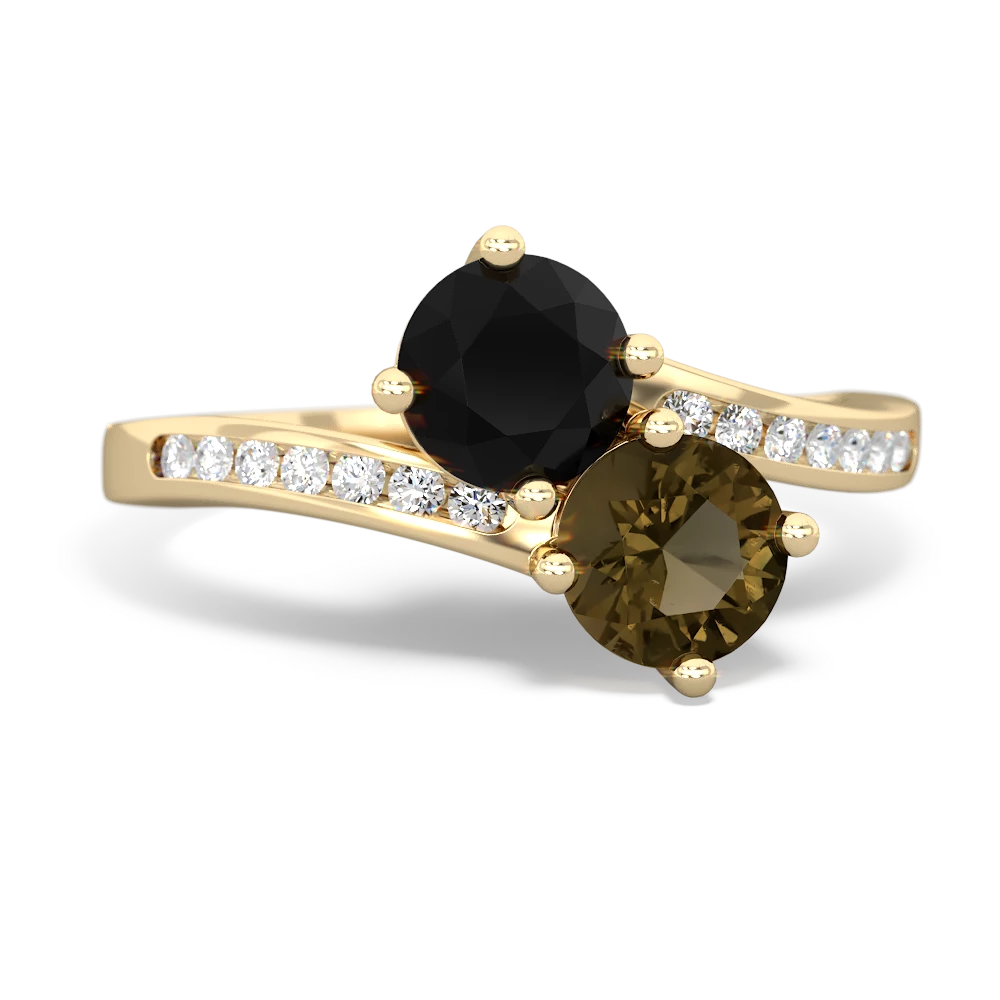 Onyx Channel Set Two Stone 14K Yellow Gold ring R5303