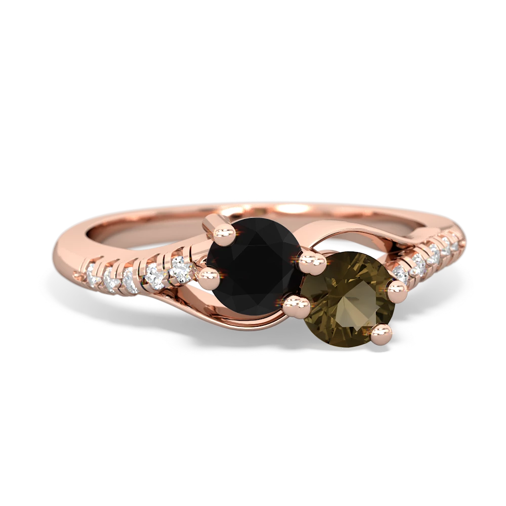 Onyx Infinity Pave Two Stone 14K Rose Gold ring R5285