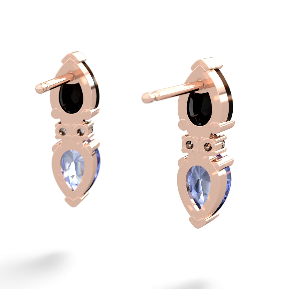 Onyx Bowtie Drop 14K Rose Gold earrings E0865
