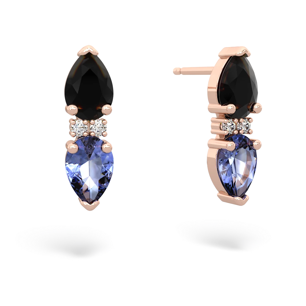 Onyx Bowtie Drop 14K Rose Gold earrings E0865