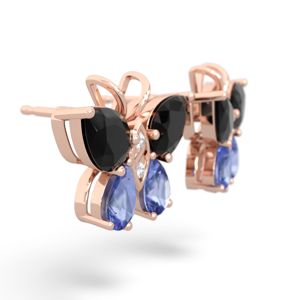 Onyx Butterfly 14K Rose Gold earrings E2215