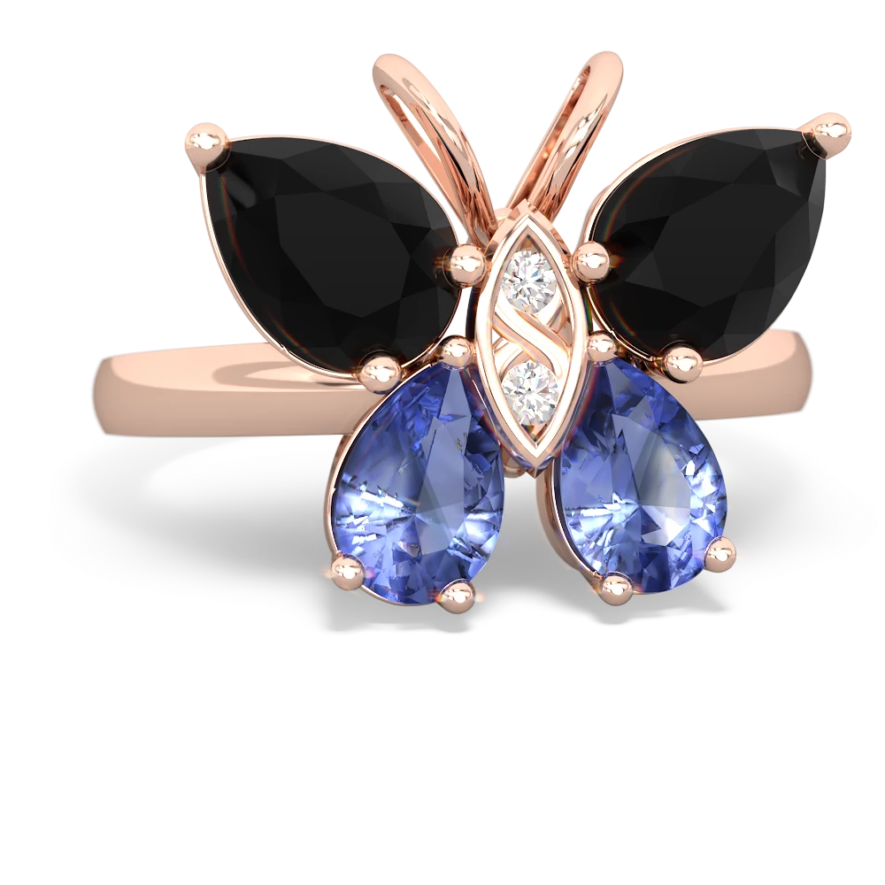 Onyx Butterfly 14K Rose Gold ring R2215