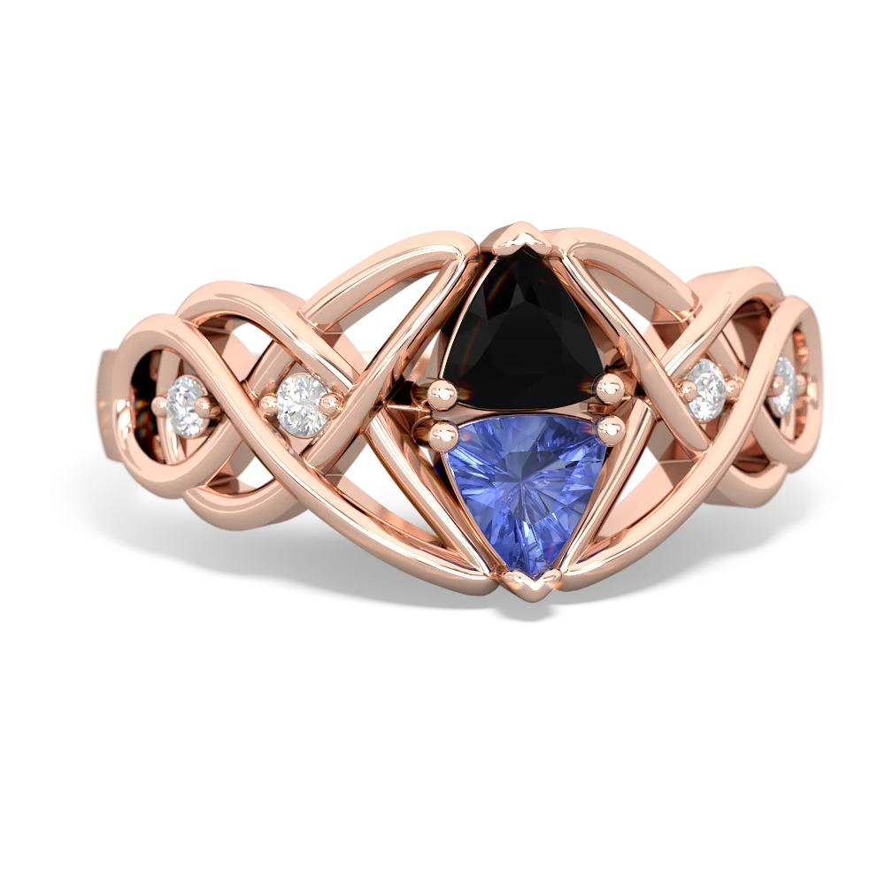 Onyx Keepsake Celtic Knot 14K Rose Gold ring R5300