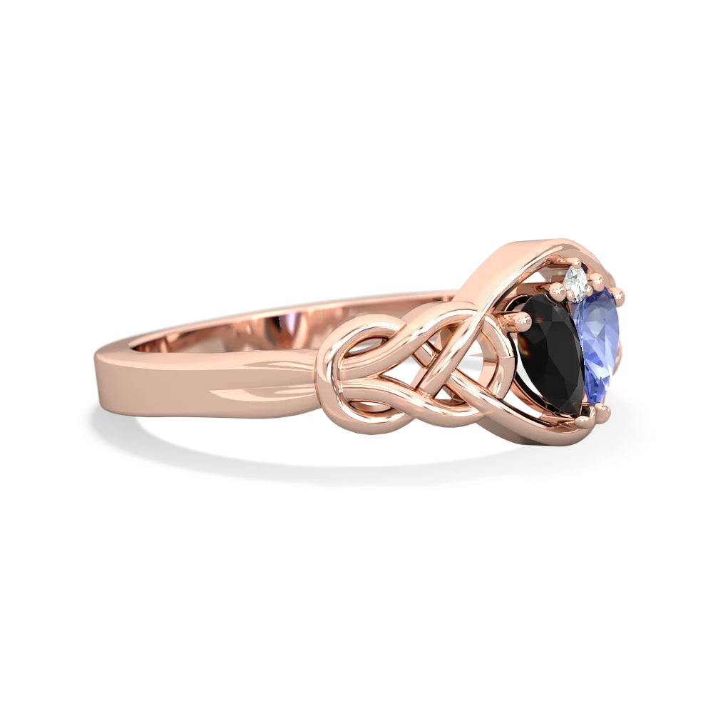 Onyx Celtic Love Knot 14K Rose Gold ring R5420