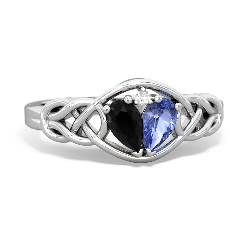 Onyx Celtic Love Knot 14K White Gold ring R5420