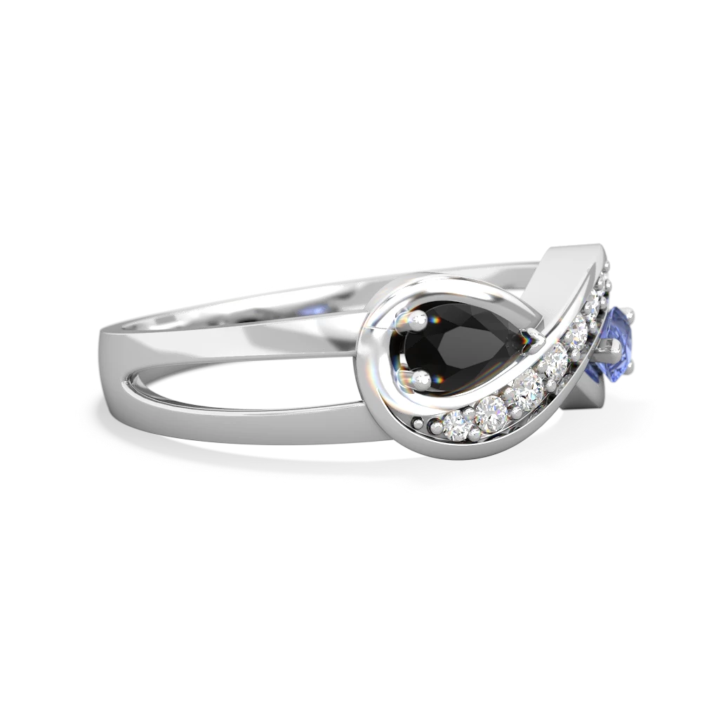 Onyx Diamond Infinity 14K White Gold ring R5390