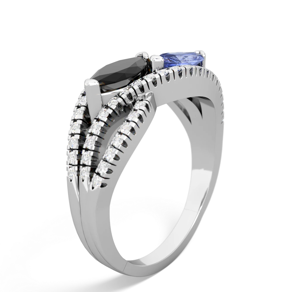 Onyx Diamond Rivers 14K White Gold ring R3070