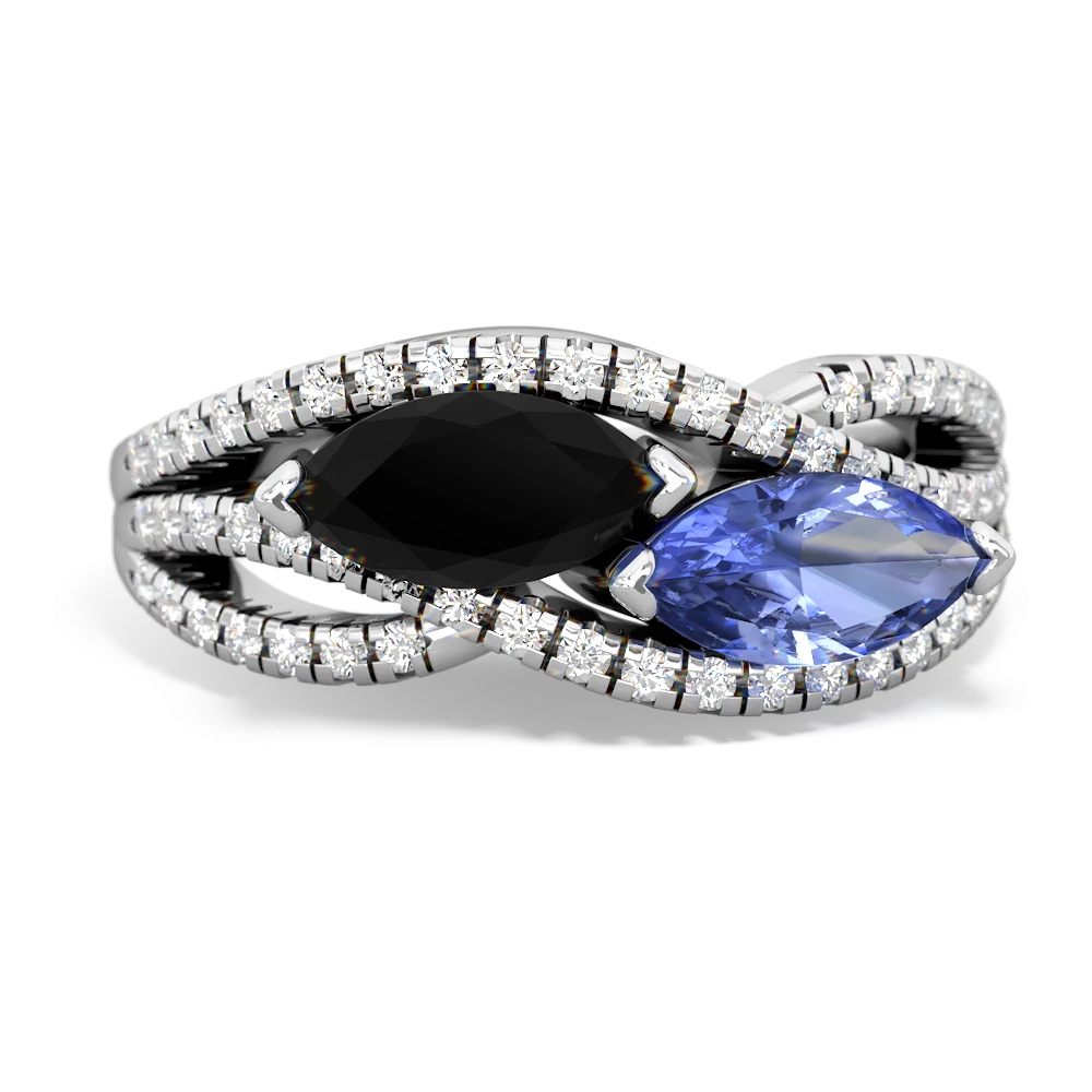 Onyx Diamond Rivers 14K White Gold ring R3070