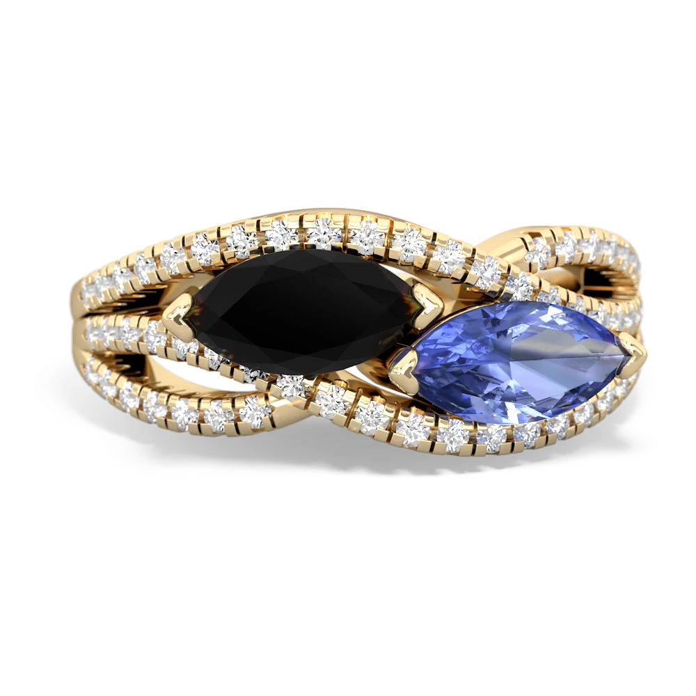 Onyx Diamond Rivers 14K Yellow Gold ring R3070