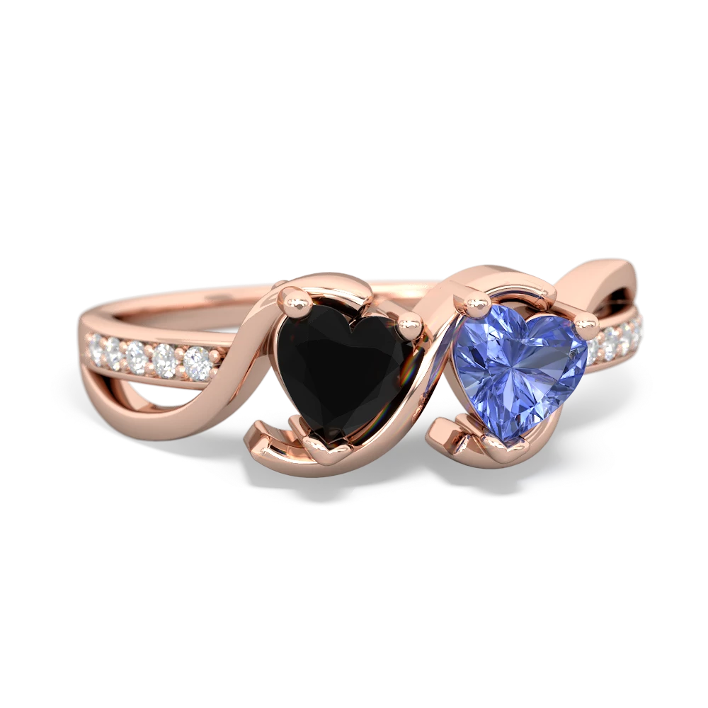 Onyx Side By Side 14K Rose Gold ring R3090